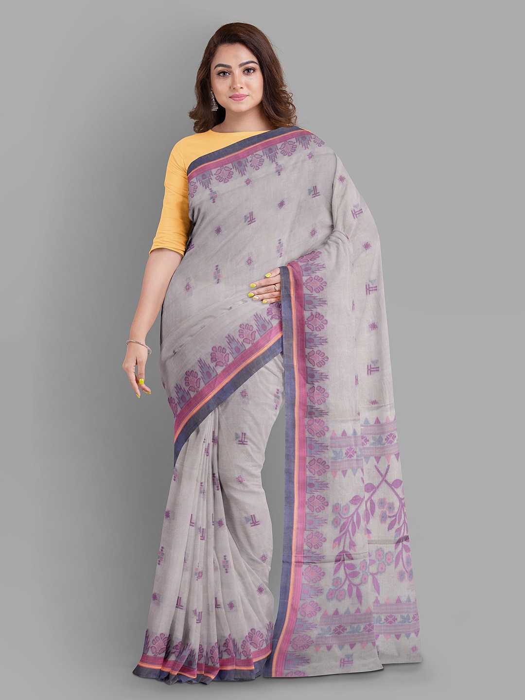 

The Chennai Silks Ethnic Motifs Woven Design Pure Cotton Taant Saree, Purple