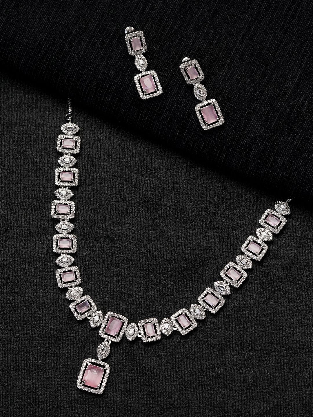 

Zoey Silver-Plated American Diamond-Studded Jewellery Set