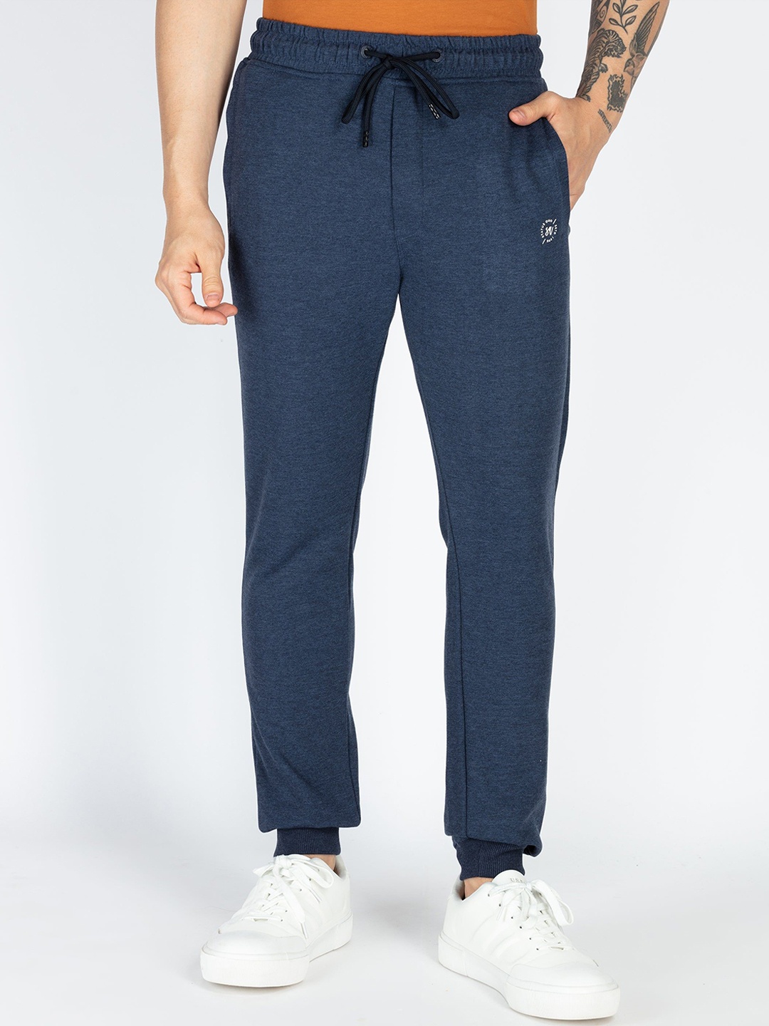 

Status Quo Men Solid Cotton Mid Rise Joggers, Blue