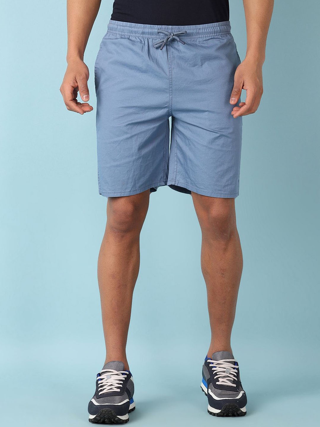 

V-Mart Men Solid Cotton Shorts, Blue