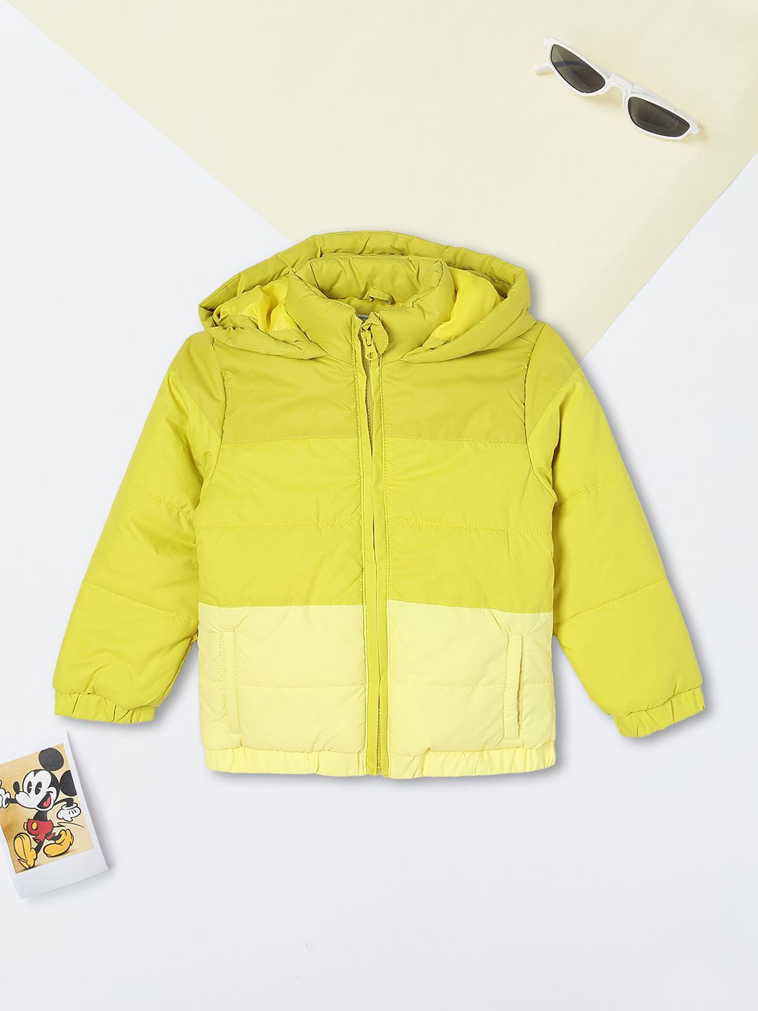 

max Boys Hooded Colourblocked Casual Padded Jacket, Yellow