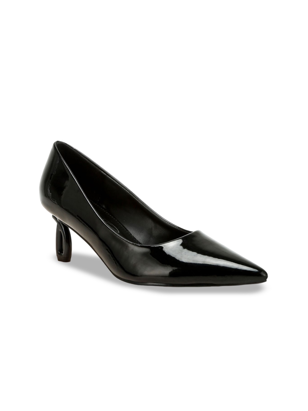 

London Rag Women Solid Leather Slim Heeled Pumps, Black