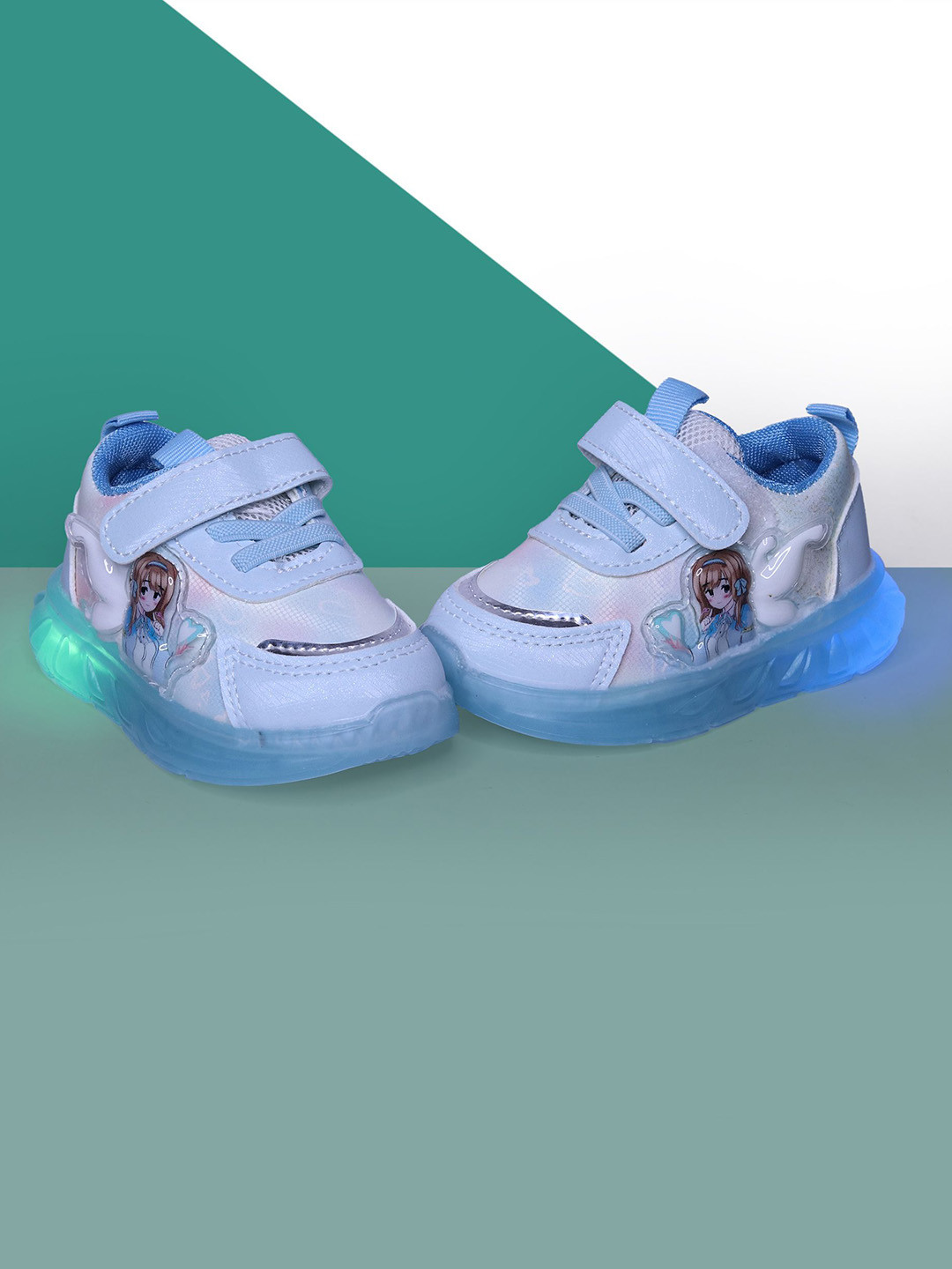 

FEETWELL SHOES Girls LED-OR25 PU Sneakers, Blue