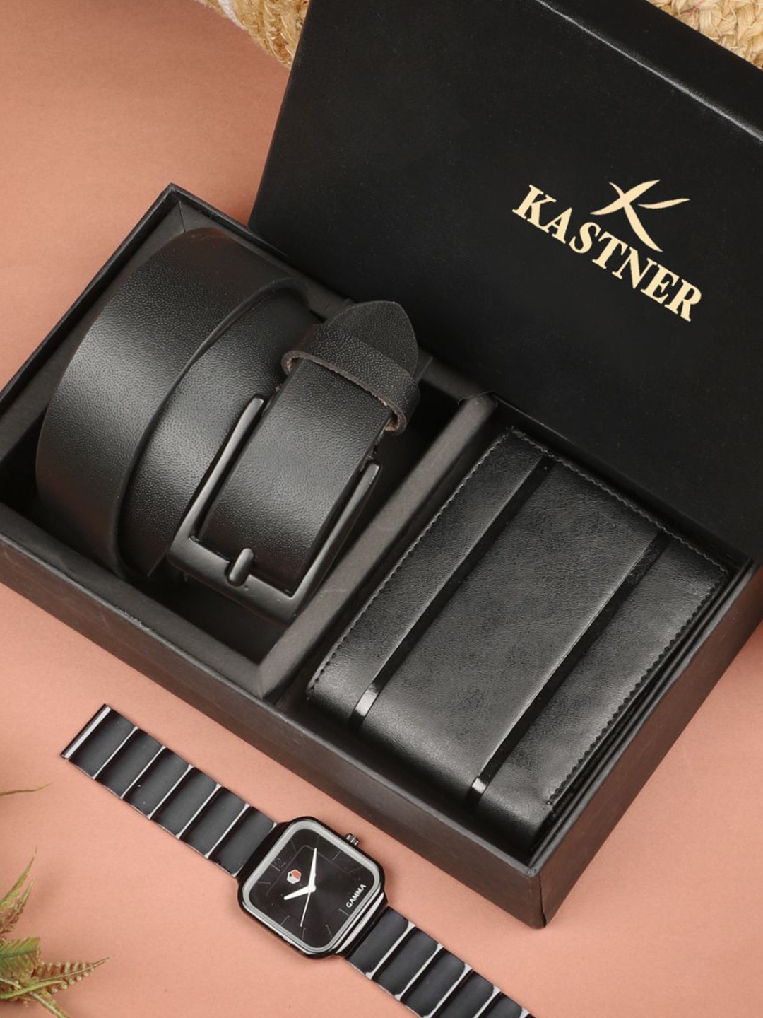 

Kastner Men Leather Belt & Wallet Accessory Gift Set, Black