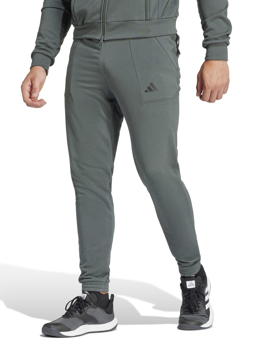 

ADIDAS Men Wo Dk Pt Cotton Mid-Rise Joggers, Grey
