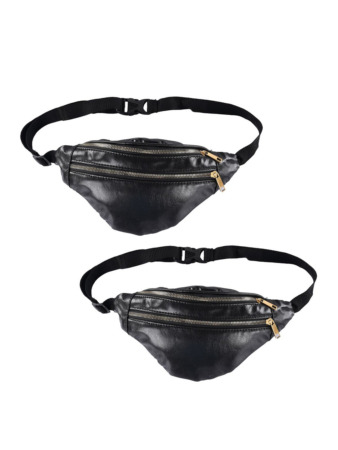 

Kuber Industries Unisex Pack Of 2 Leather Waterproof Adjustable Waist Pouch, Black