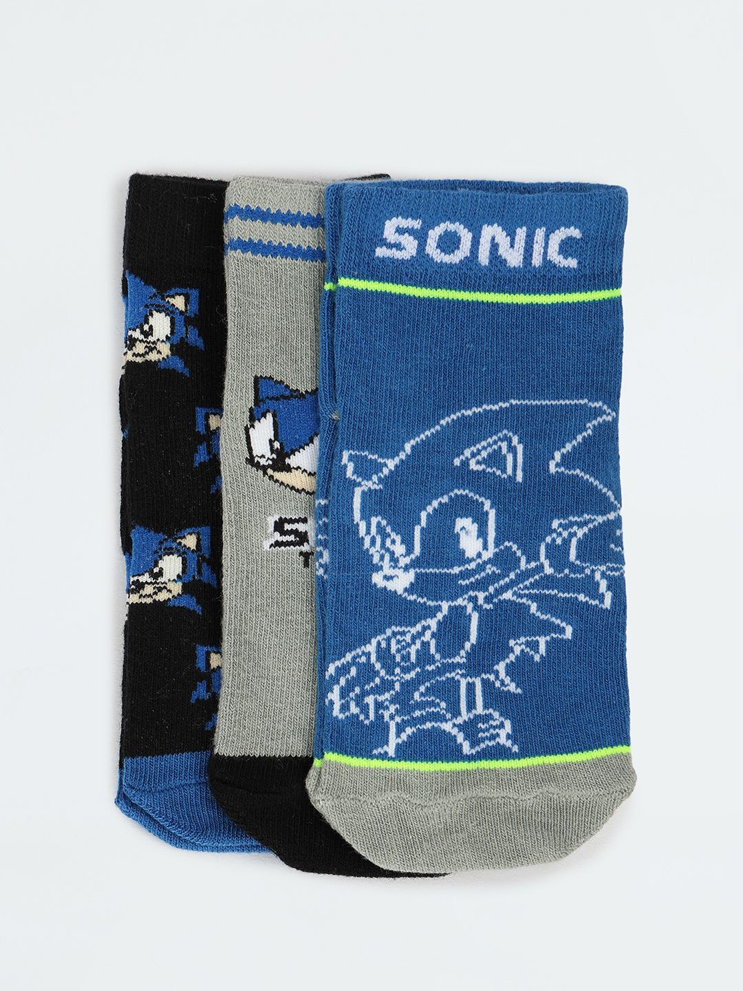 

Kids boys max Pack Of 3 Patterned Ankle Length Socks, Blue