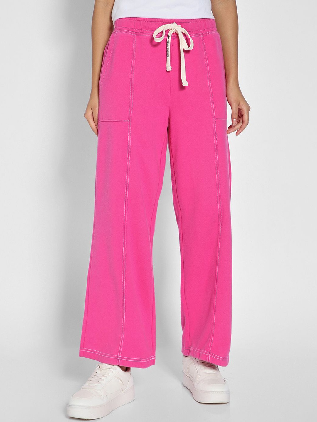 

AMERICAN EAGLE OUTFITTERS Women Solid Loose Fit High-Rise Trousers, Pink
