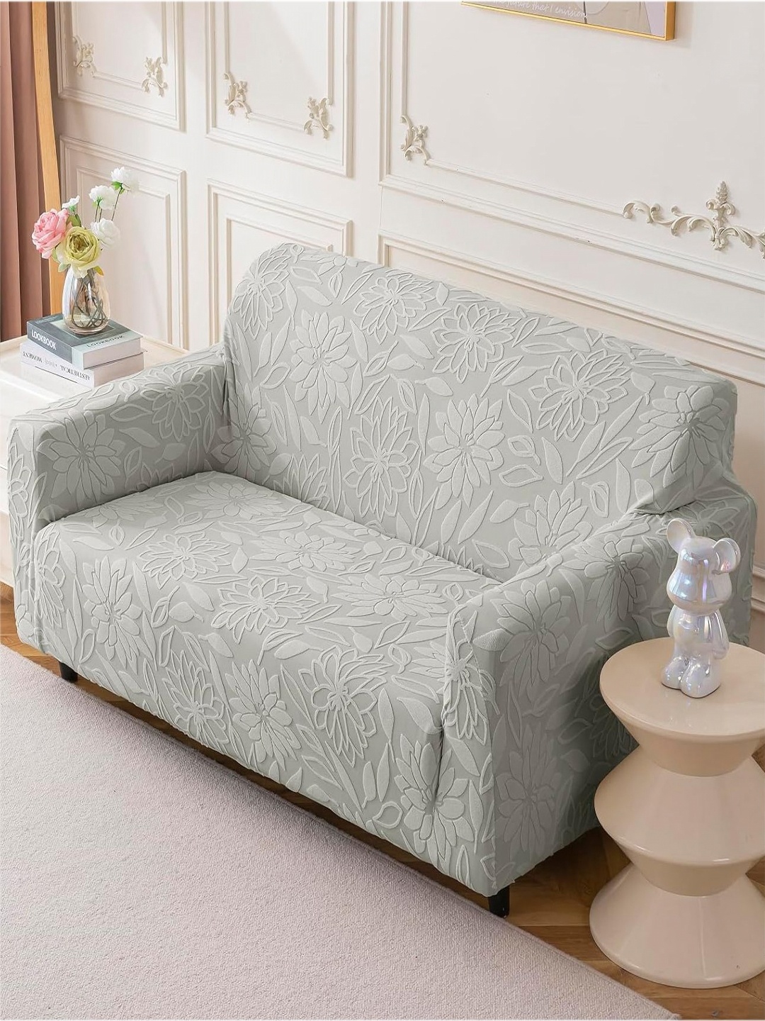 

HOUSE OF QUIRK Grey Jacquard Soft Touching 3 Seater Sofa Cover