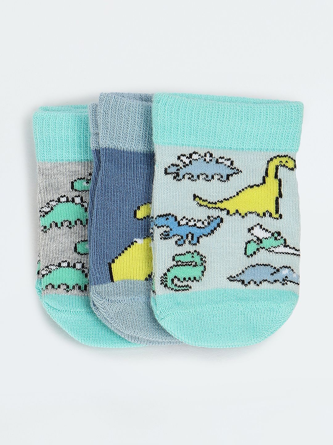 

max Boys Pack Of 3 Printed Ankle-Length Socks, Blue