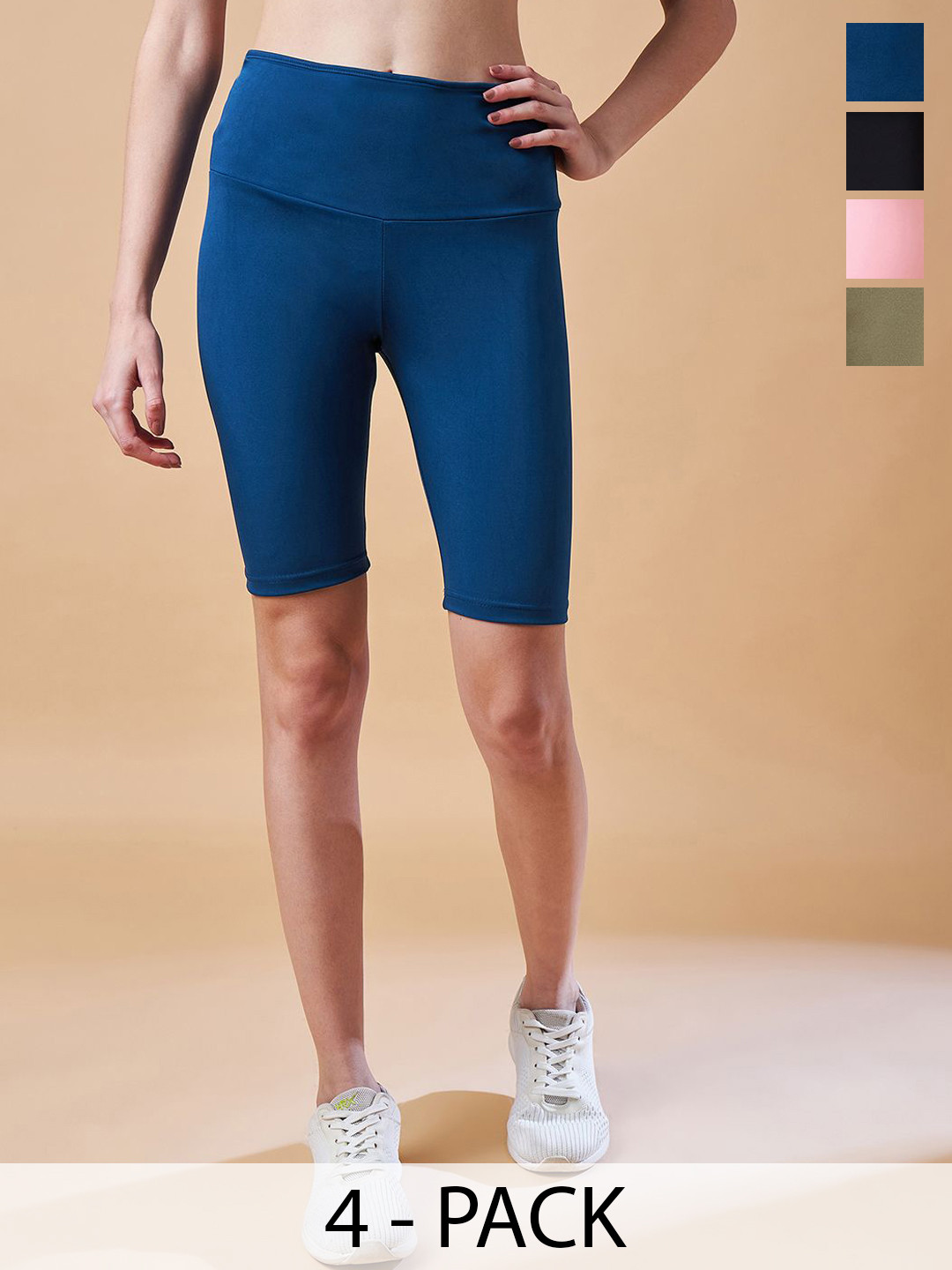 

COLOR CAPITAL Pack Of 4 Above Knee-Length Training or Gym Tights, Blue
