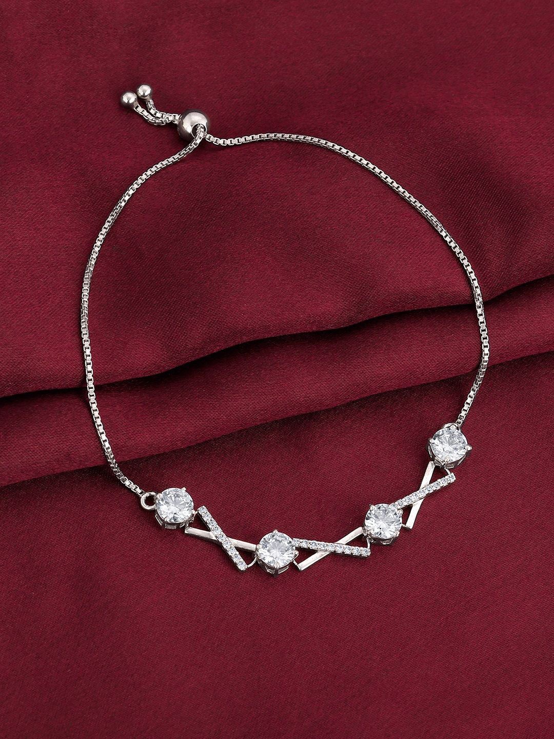 

GIVA 925 Sterling Silver-Plated Cubic Zirconia Studded Wraparound Bracelet