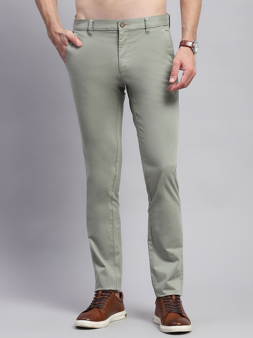 

Monte Carlo Men Regular Fit Trousers, Green