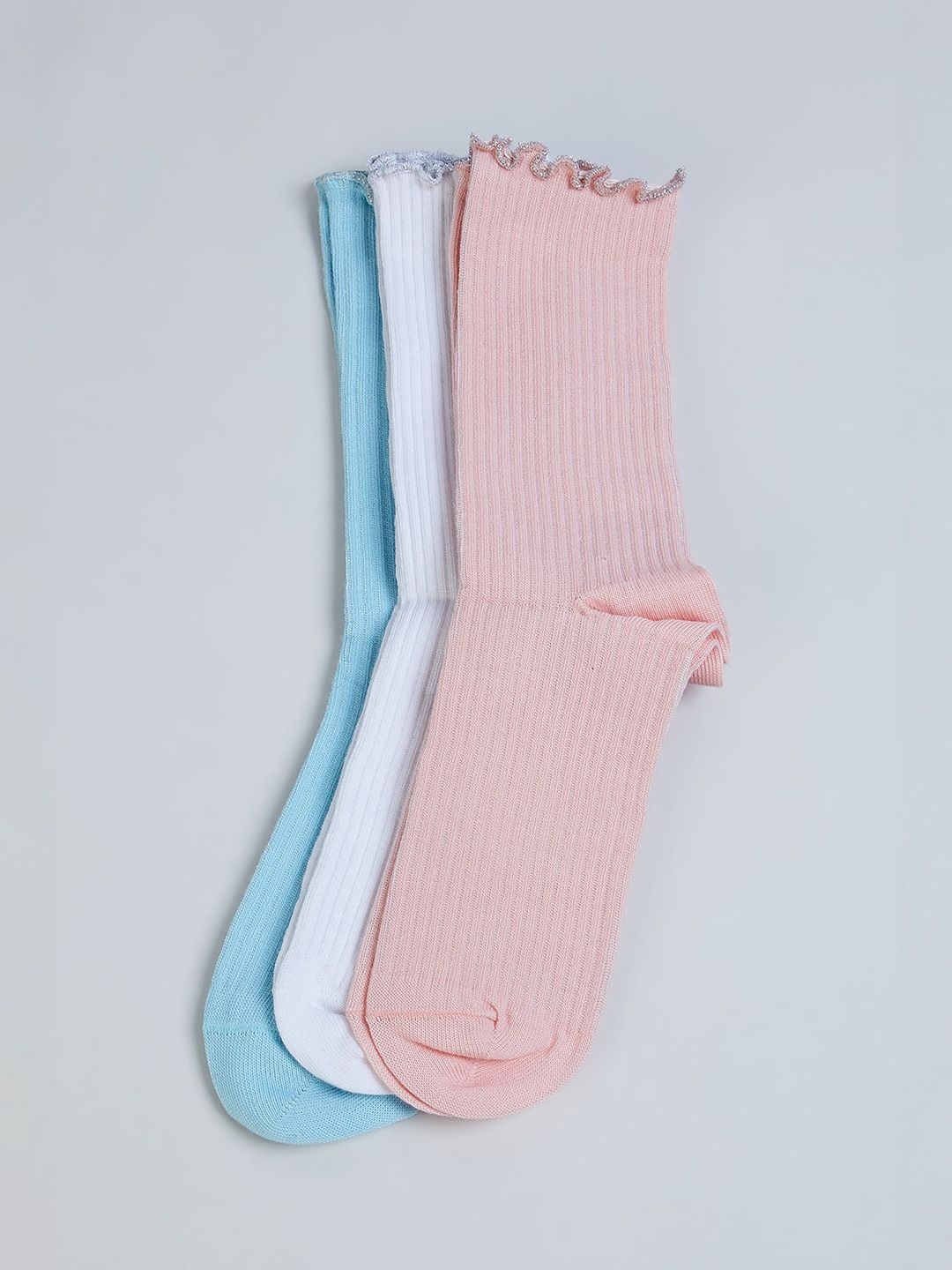 

max Girls Pack Of 3 Ankle-Length Socks, Blue