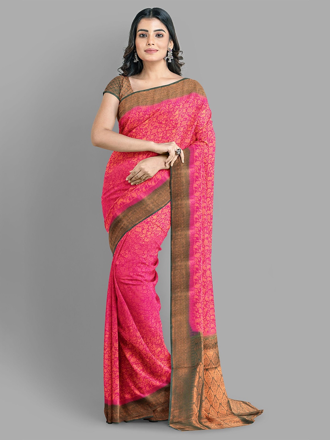 

The Chennai Silks Woven Design Zari Banarasi Saree, Pink