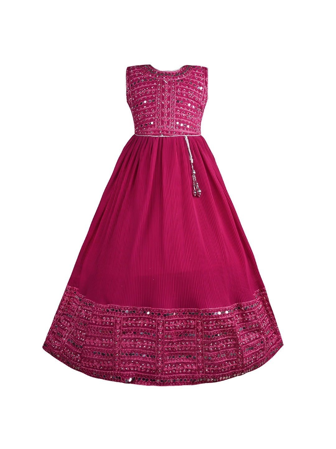 

Wish Karo Girls Georgette Embellished Sleeveless Fit & Flare Dress, Pink