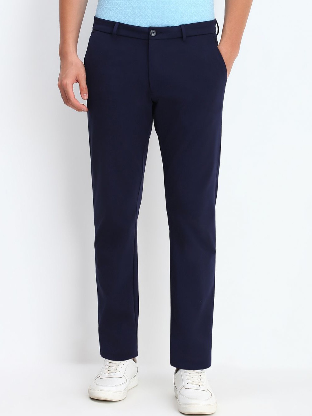 

Allen Solly Men Slim Fit Trousers, Navy blue