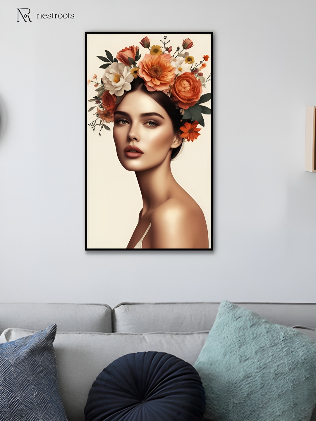 

nestroots Beige & Orange Floral Grace Beauty in Bloom Canvas Wall Art