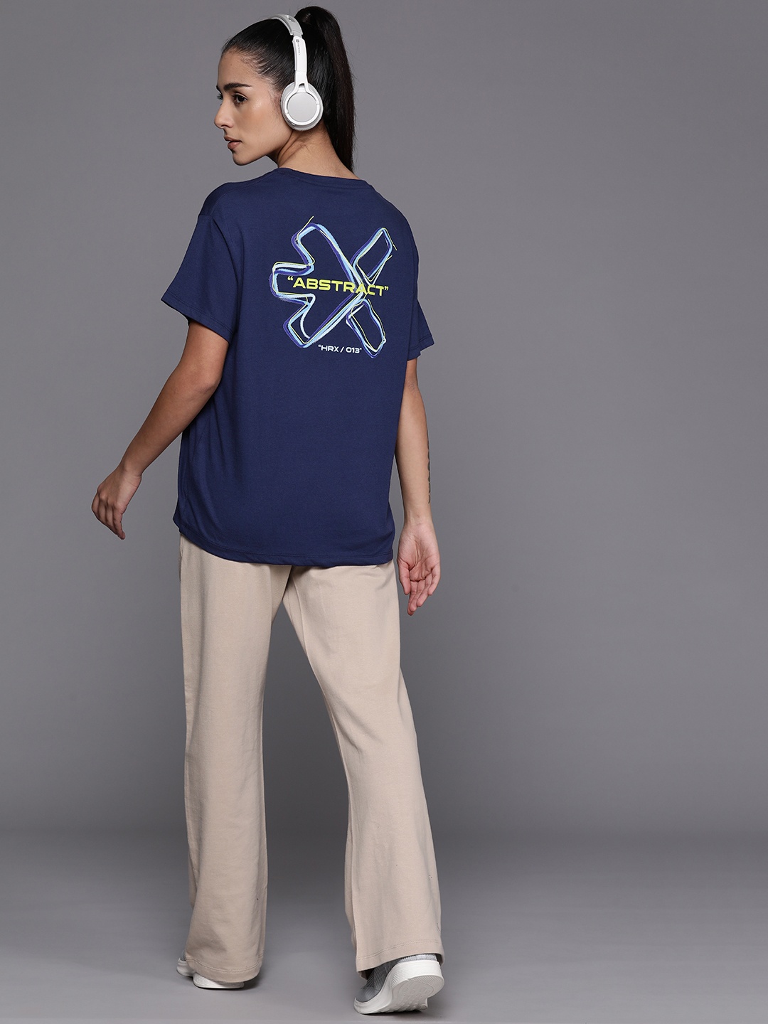 

HRX by Hrithik Roshan Women Typography Printed Back T-shirt, Navy blue