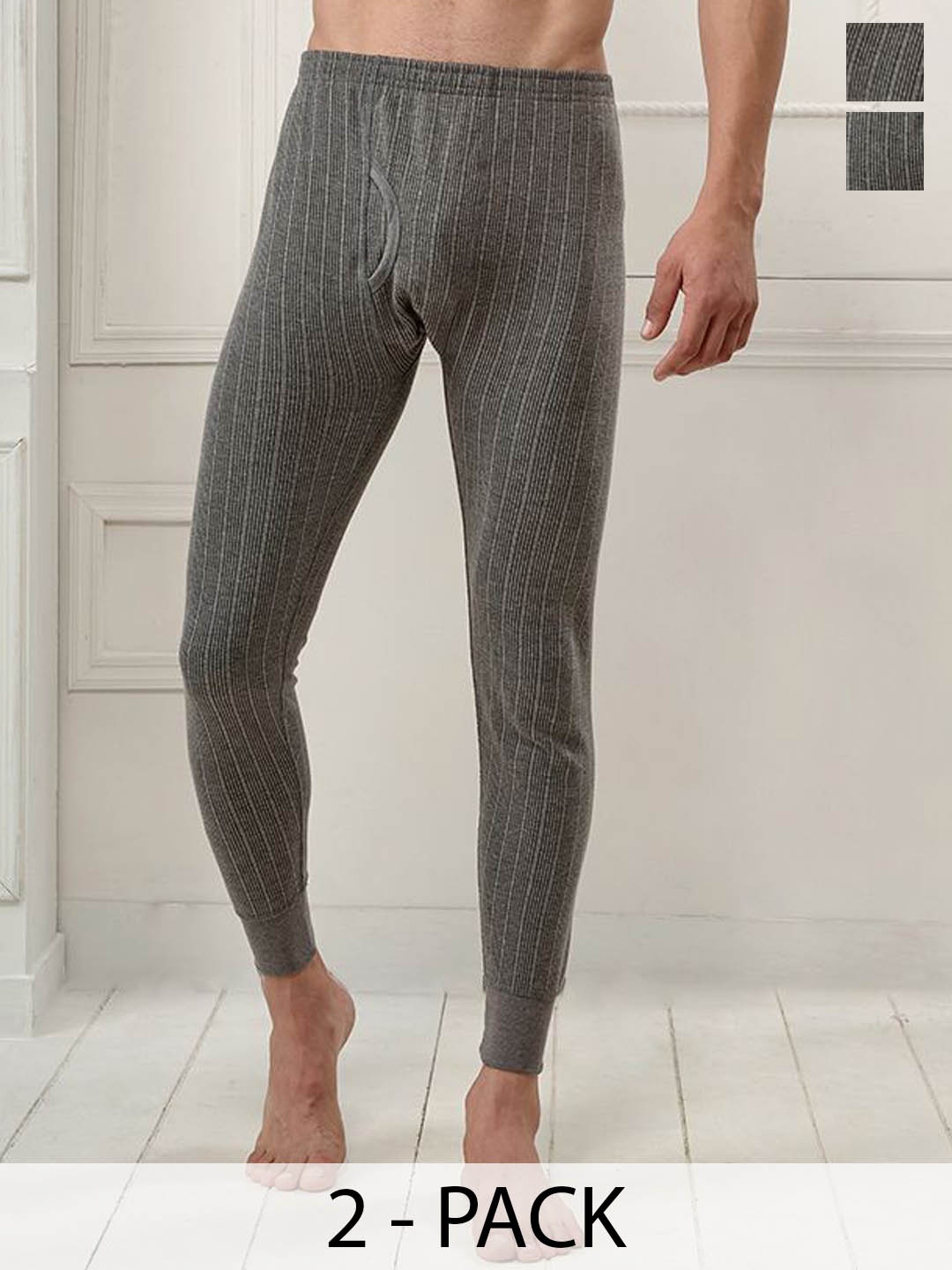 

INFERNO Pack Of 2 Men Polycotton Thermal Trouser, Charcoal