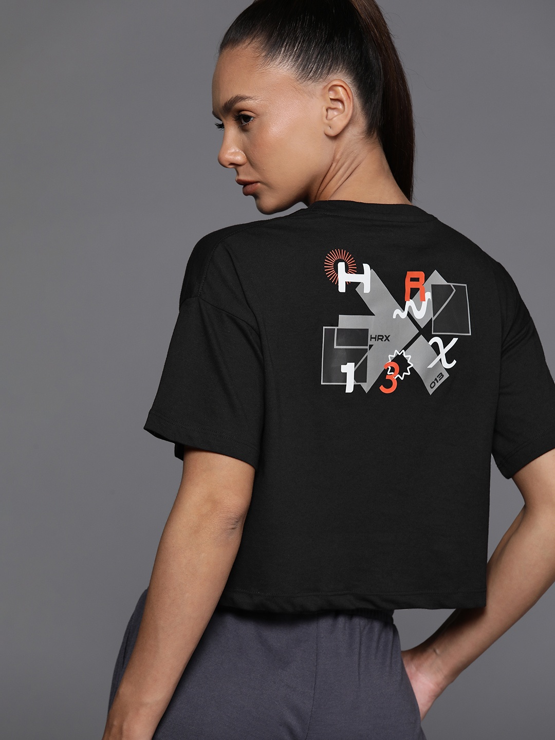 

HRX by Hrithik Roshan Printed Drop-Shoulder Sleeves Boxy Lifestyle T-shirt, Black