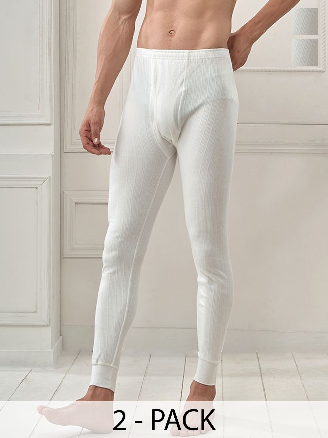 

INFERNO Pack Of 2 Men Polycotton Thermal Trouser, White