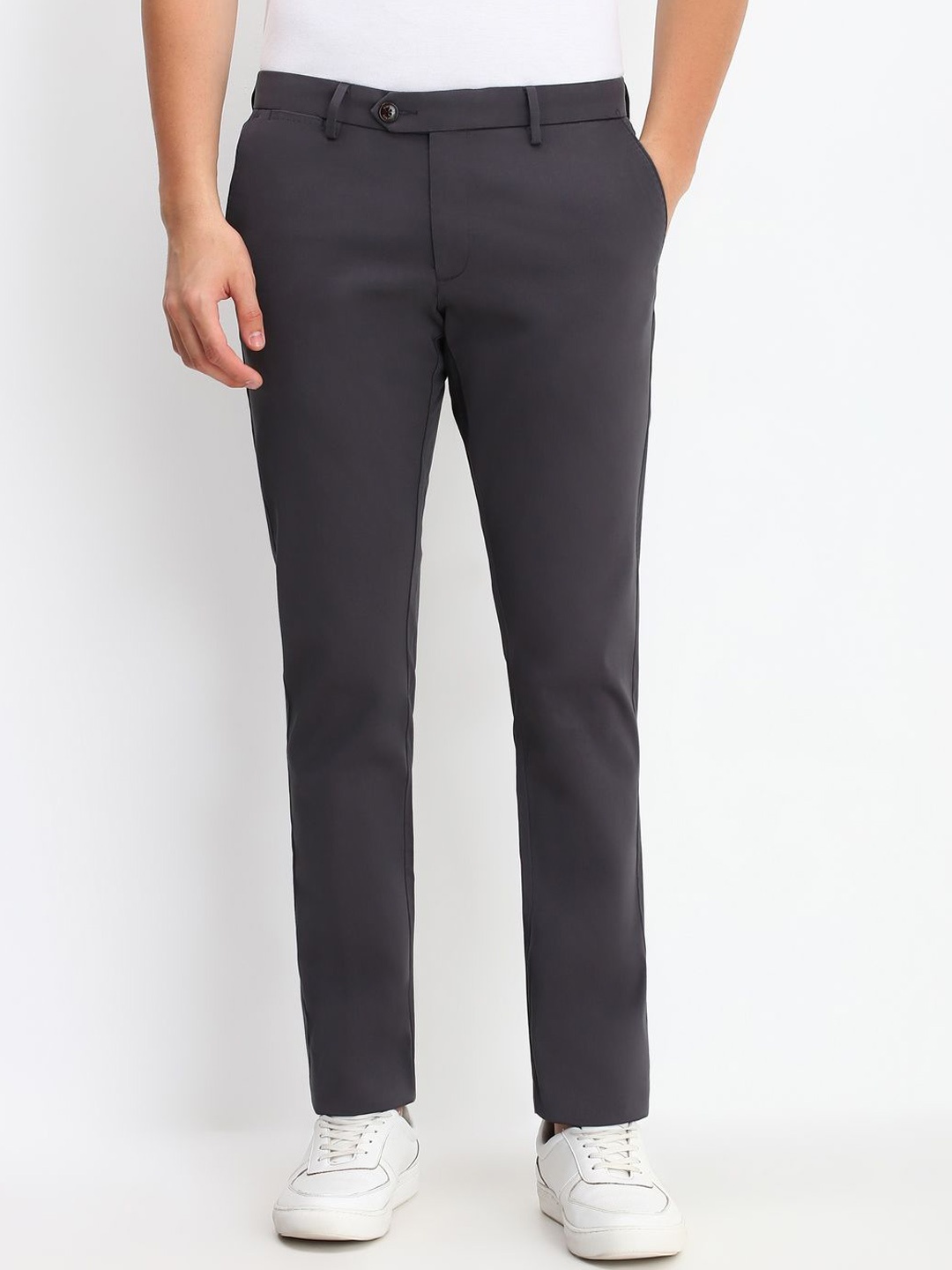 

Allen Solly Men Mid-RiseSlim Fit Trousers, Grey