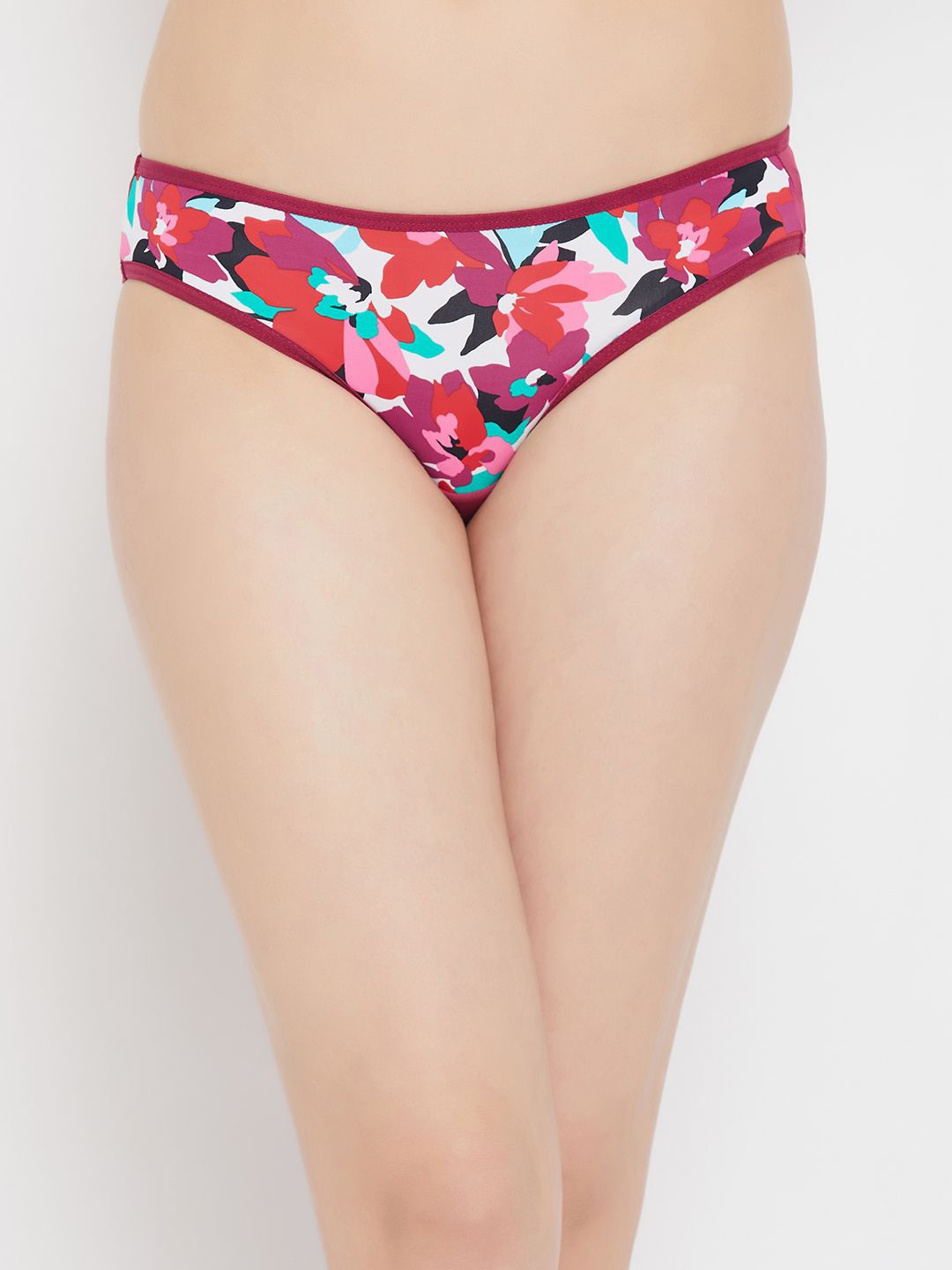 

Clovia Women Floral Printed Low-Rise Bikini Briefs, Purple