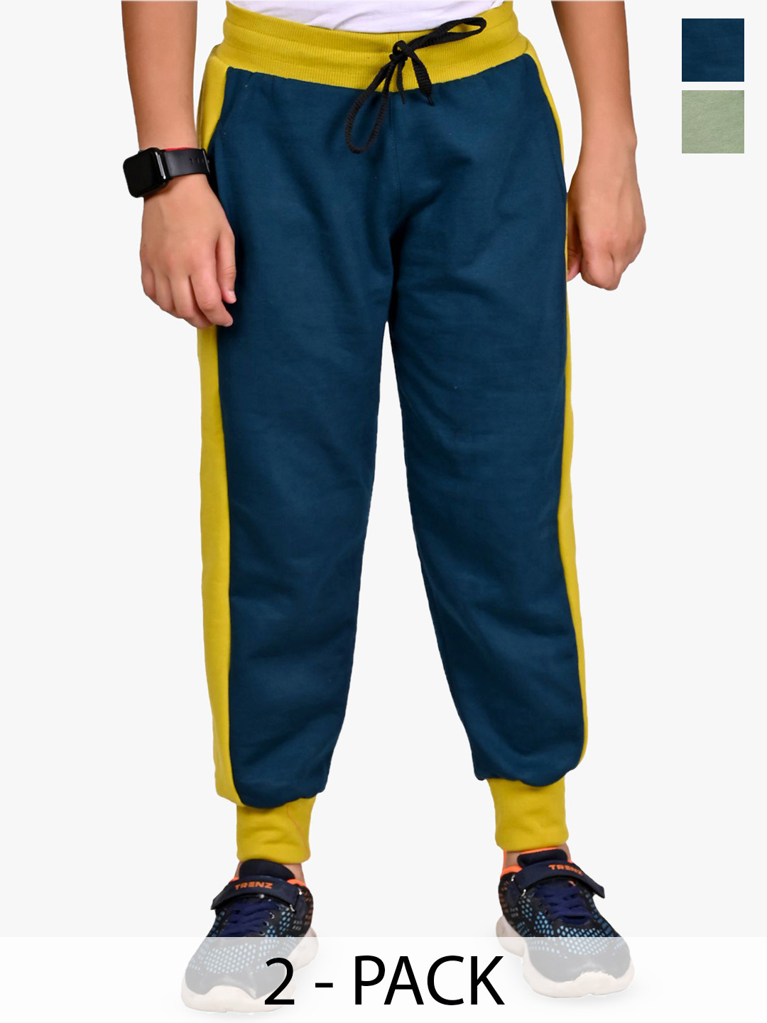 

BAESD Boys Pack Of 2 Mid-Rise Joggers, Green