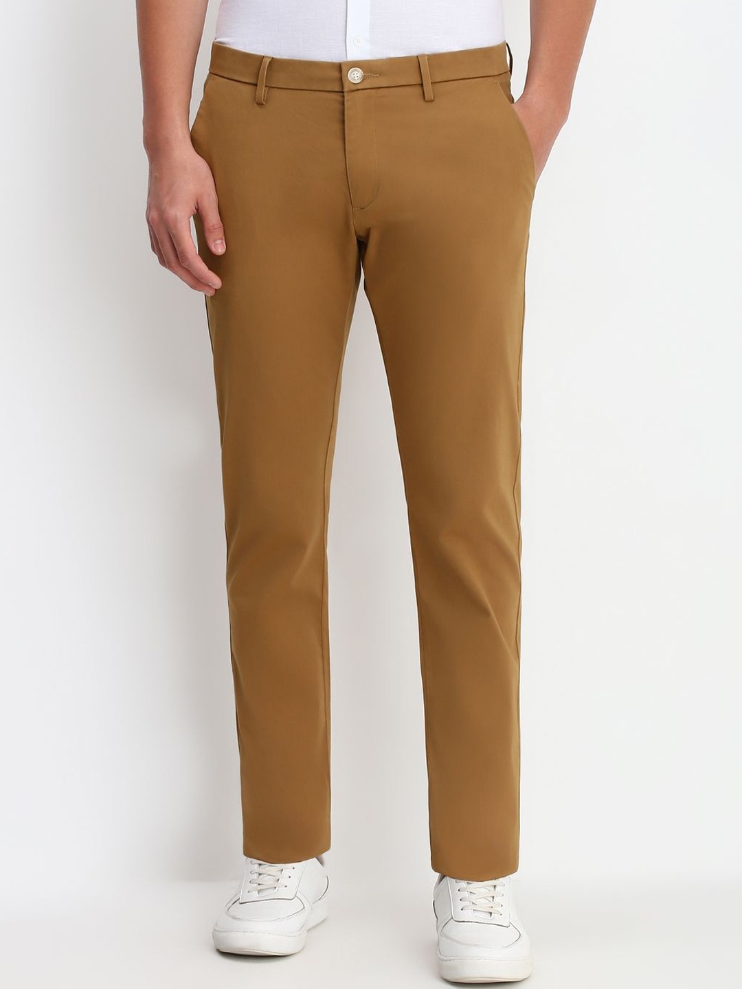 

Allen Solly Men Mid-Rise Slim Fit Regular Trousers, Khaki