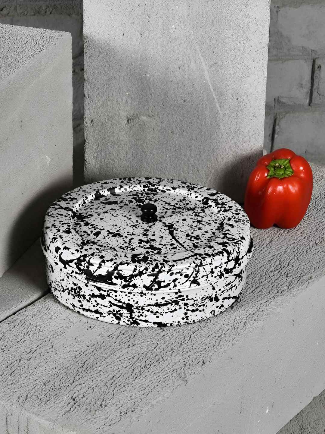 

Living With Elan White & Black Abstract Printed Air-Tight Roti Box 1500 ml