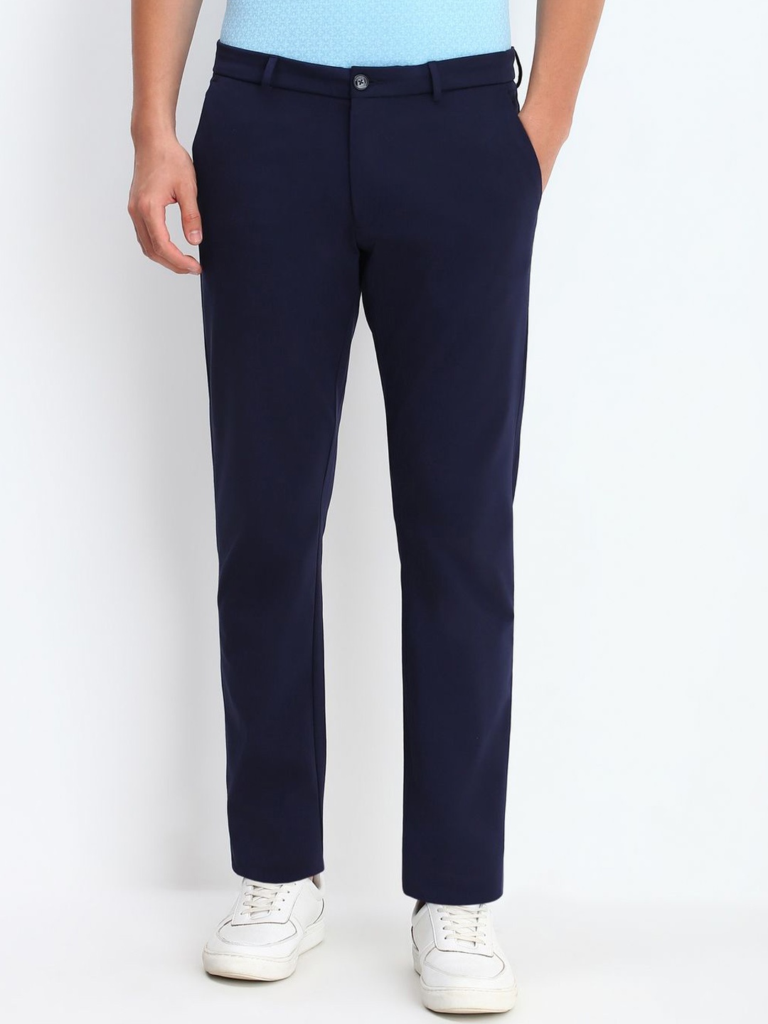 

Allen Solly Men Slim Fit Trousers, Navy blue