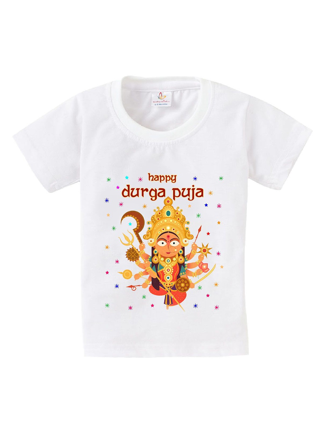 

Babywish Unisex Kids Graphic Printed Round Neck Cotton T-shirt, White