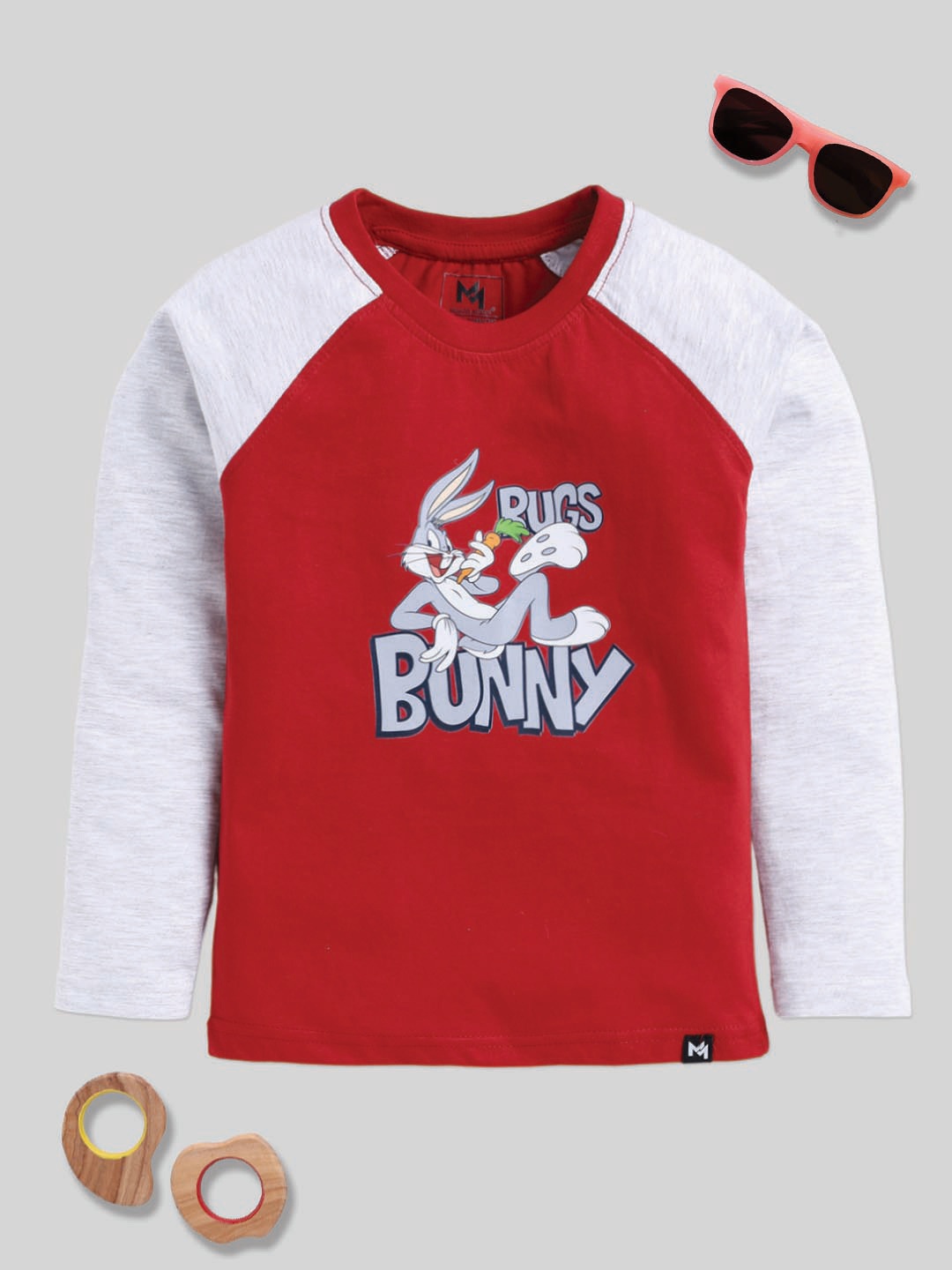 

YK X Minute Mirth Boys Looney Tunes Printed Pure Cotton T-shirt, Maroon