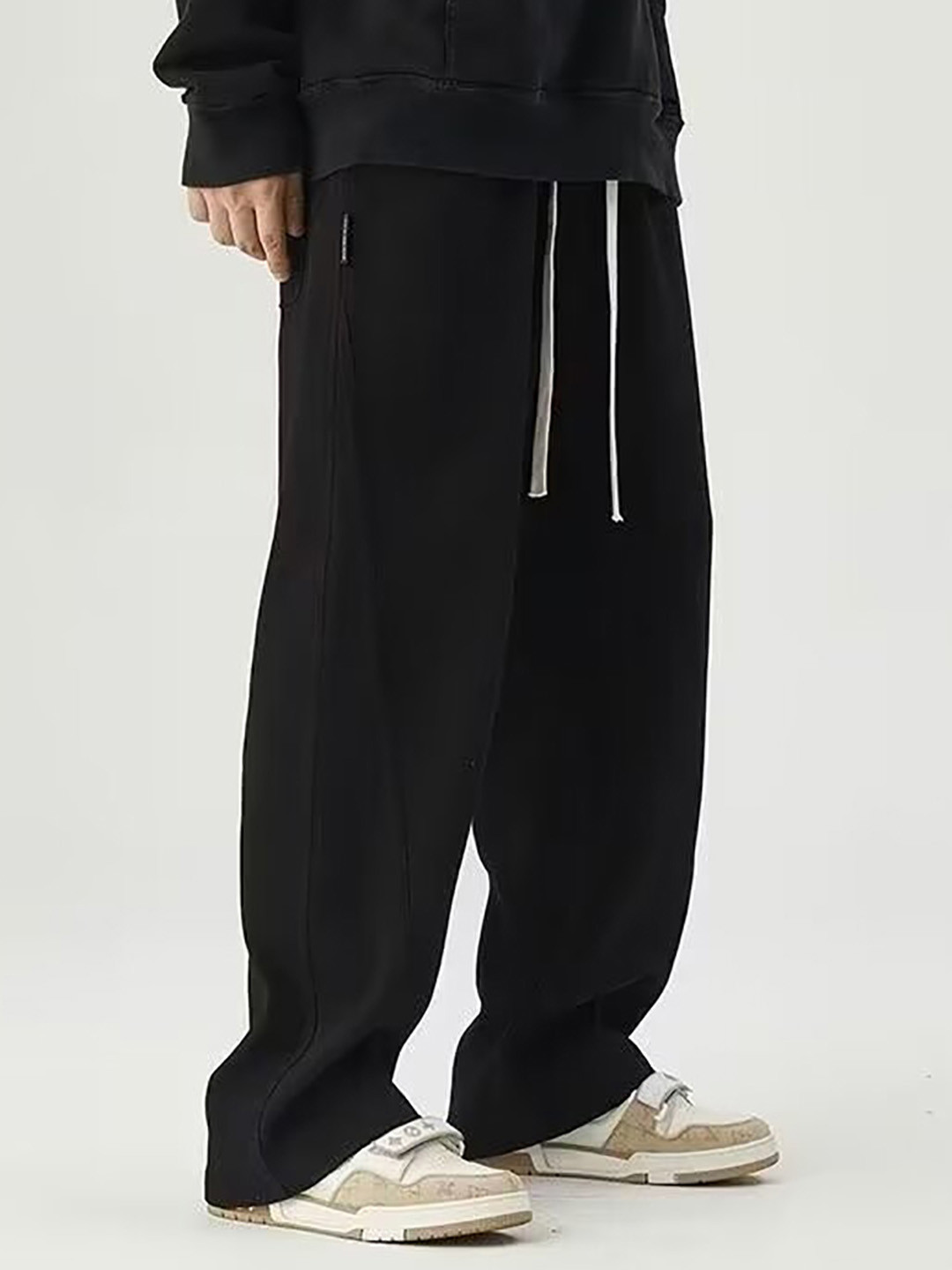 

StyleCast x Revolte Men Straight Fit Easy Wash Pleated Chinos Trousers, Black