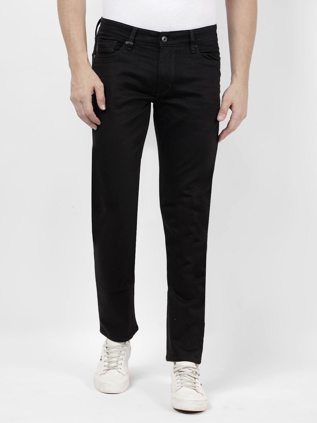 

Numero Uno Men Skinny Fit Mid-Rise Stretchable Jeans, Black