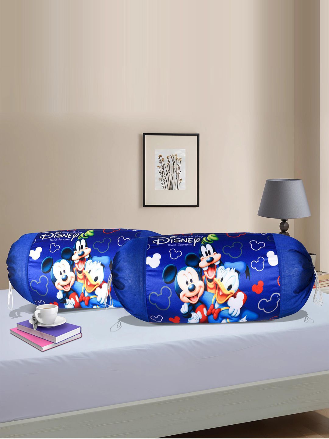 

Kuber Industries Blue 2 Pieces Printed Cotton Bolster Covers