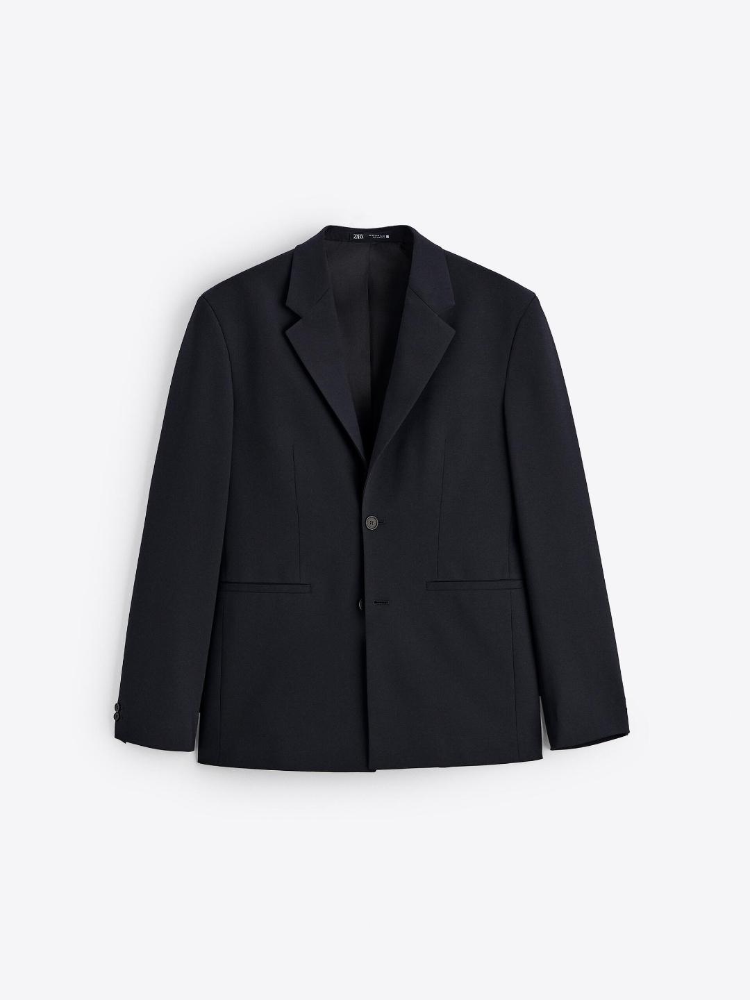 

ZARA Men Navy Blue Blazer