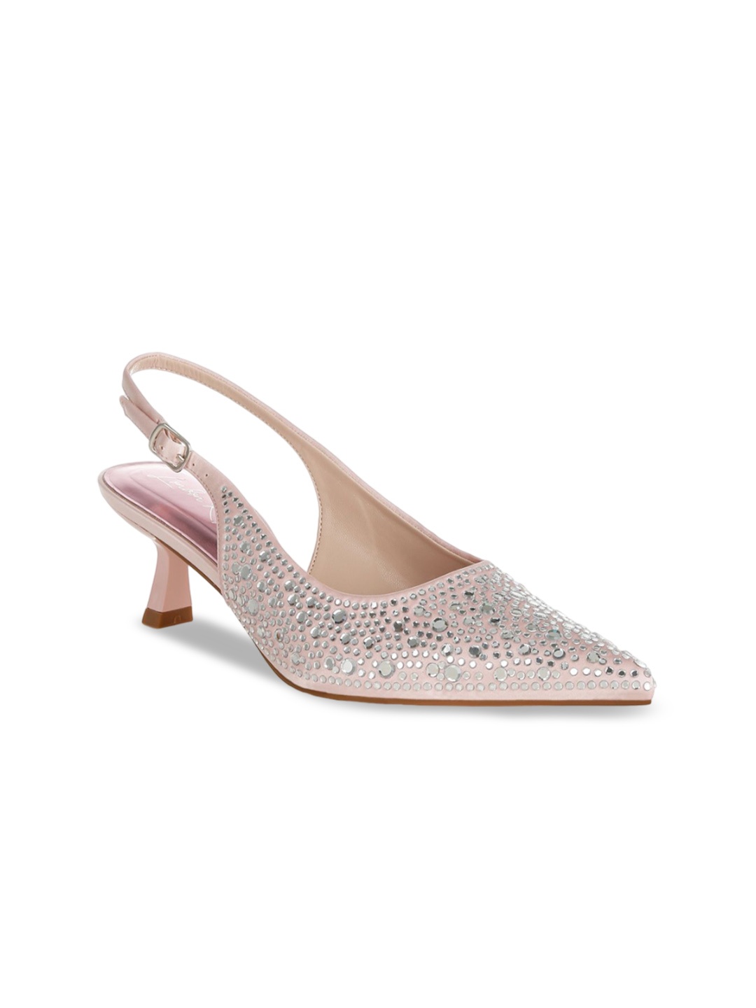 

London Rag Women Embellished PU Block Pumps, Pink