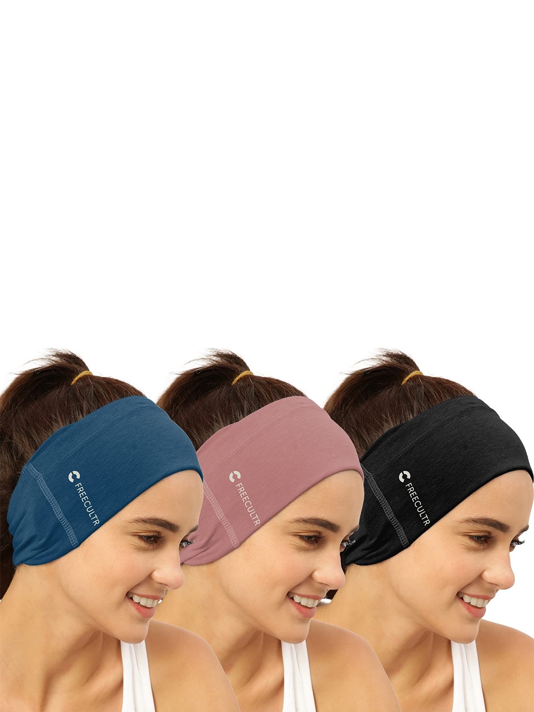 

FREECULTR Unisex Pack of 3 Bandana Headband, Black
