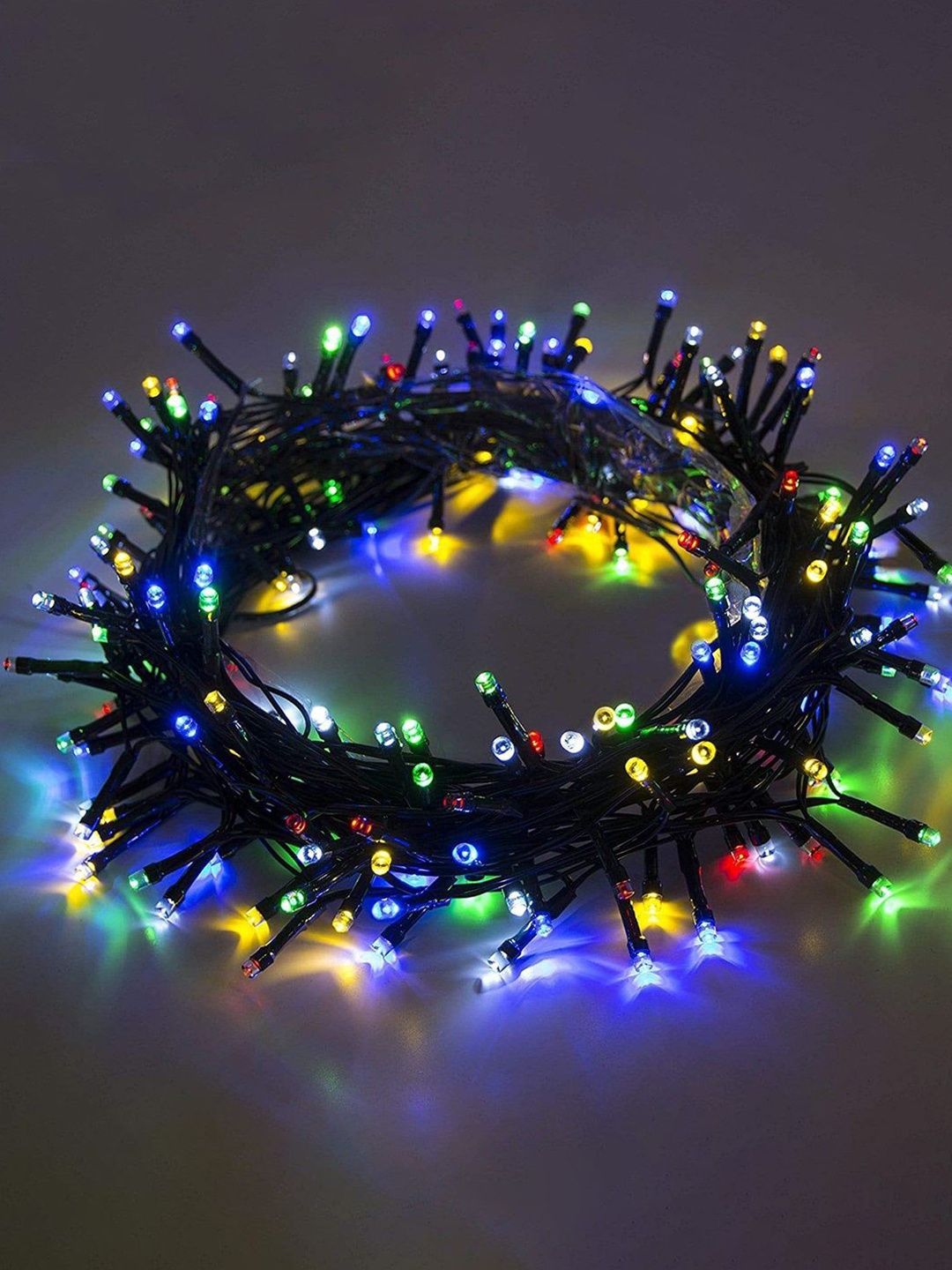 

Kuber Industries Blue & Green Rice Shape String Lights