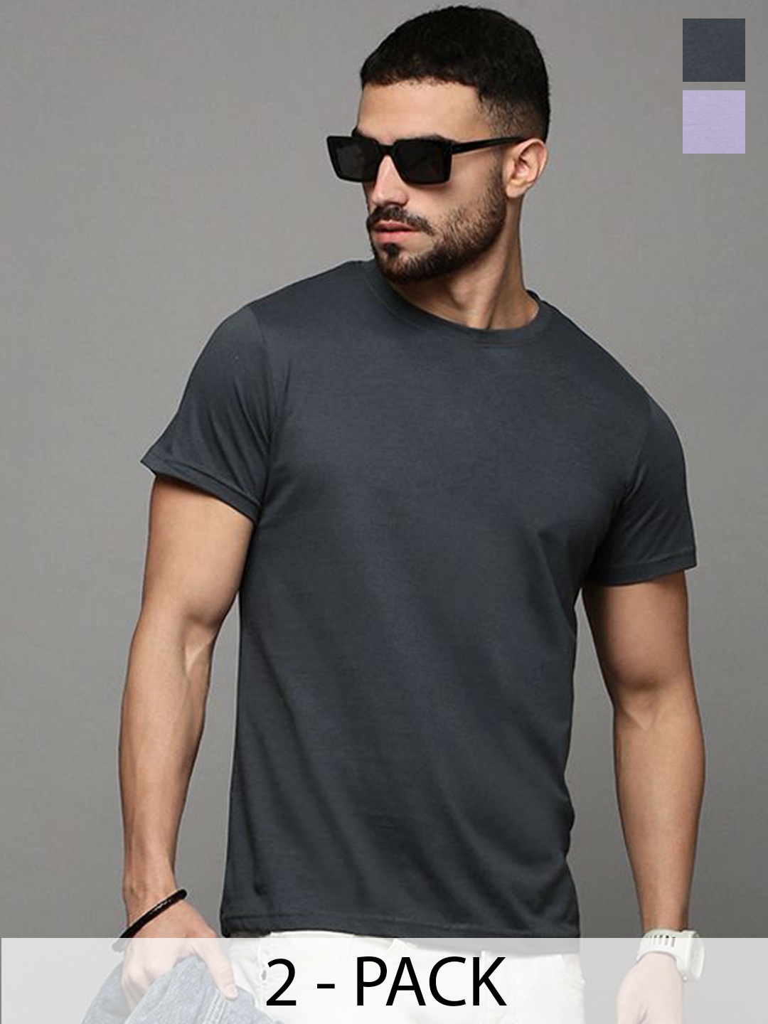 

The Roadster Lifestyle Co Men Pack Of 2 Cotton Lounge Tshirts, Black
