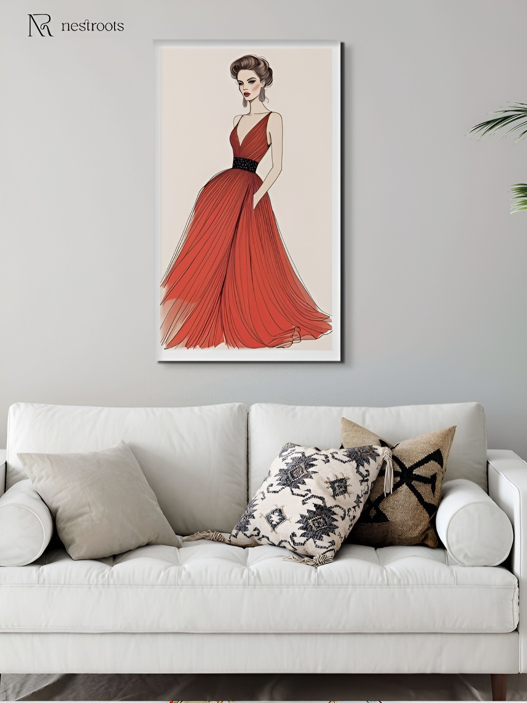 

nestroots Orange & Black Elegant Lady Canvas Painting Wall Art