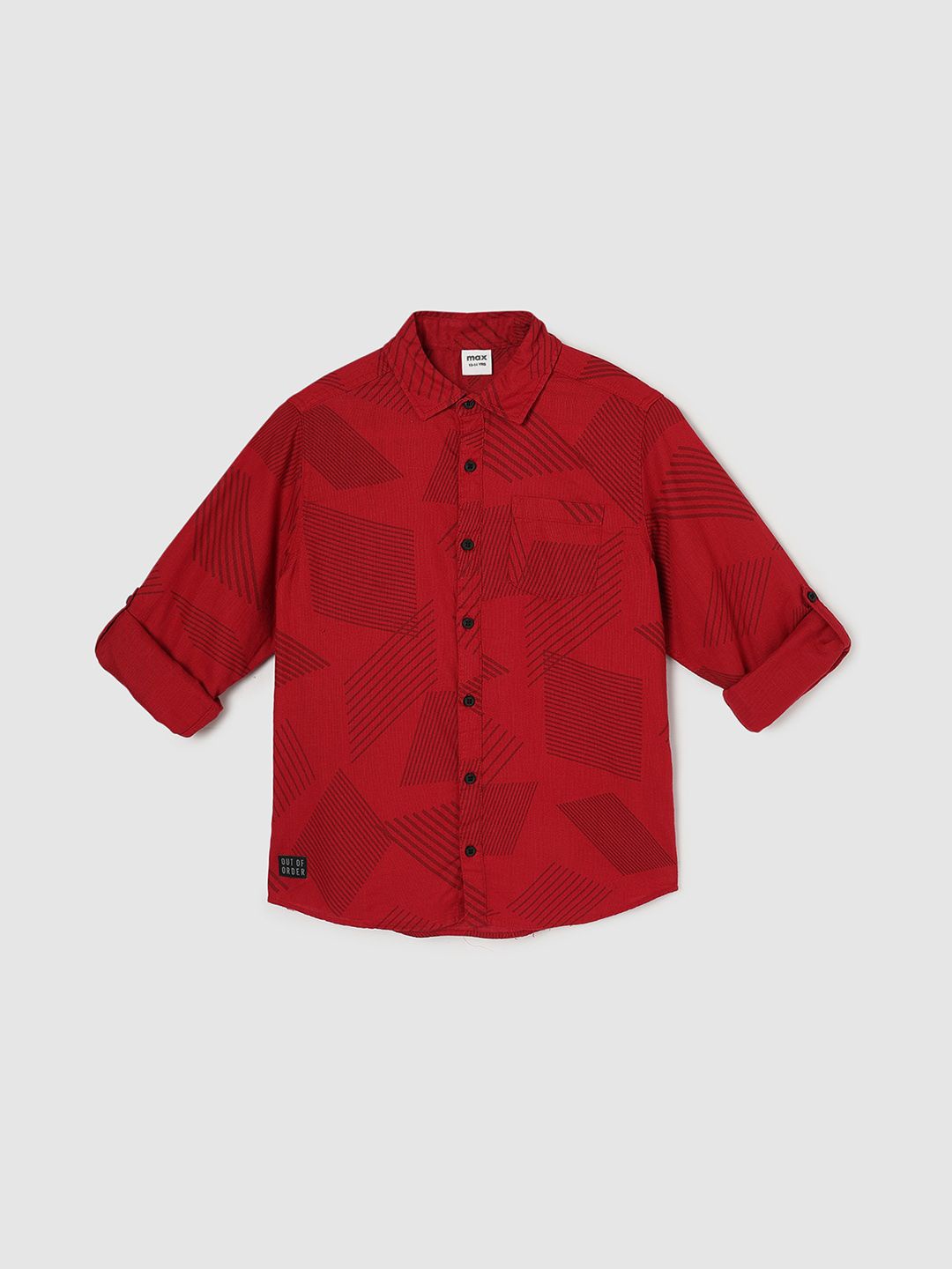 

max Boys Spread Collar Solid Cotton Casual Shirt, Red