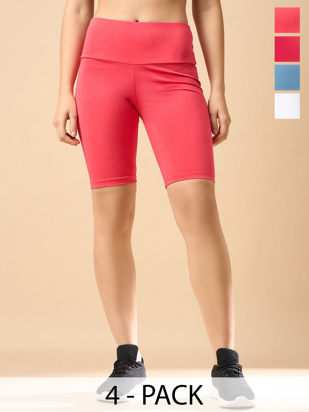 

COLOR CAPITAL Women Pack Of 4 High-Waisted Gym Tights, Pink