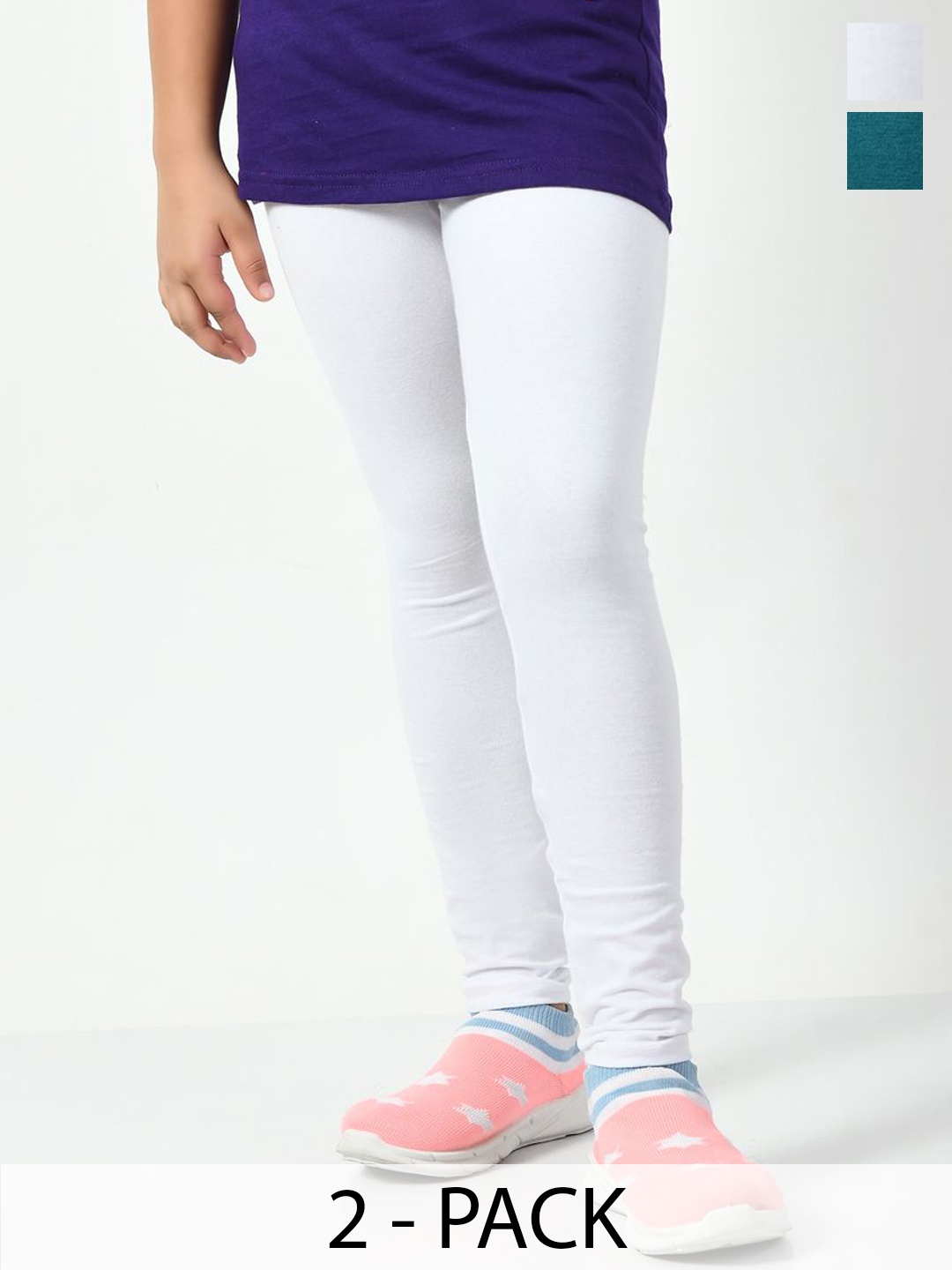 

KAYU Girls Pack Of 2 Mid-Rise Ankle-Length Leggings, White