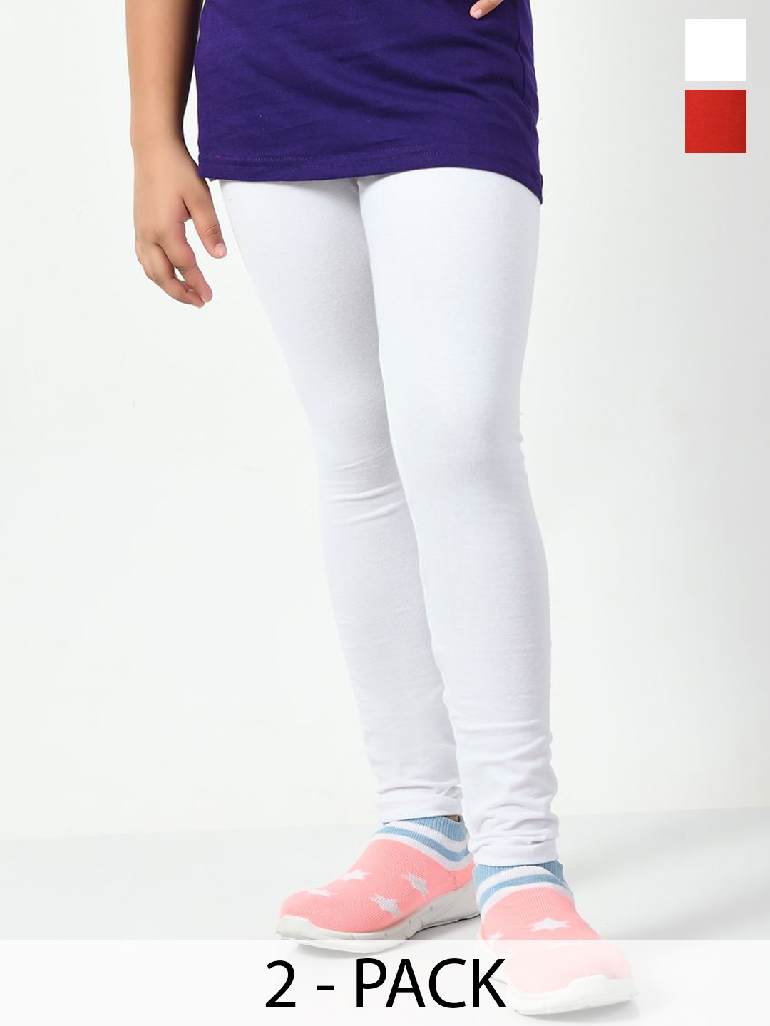 

KAYU Pack Of 2 Girls Churidar Length Leggings, White