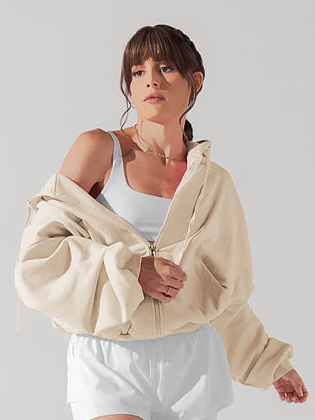 

LULU & SKY Loose Fit Hooded Sweatshirt, Beige
