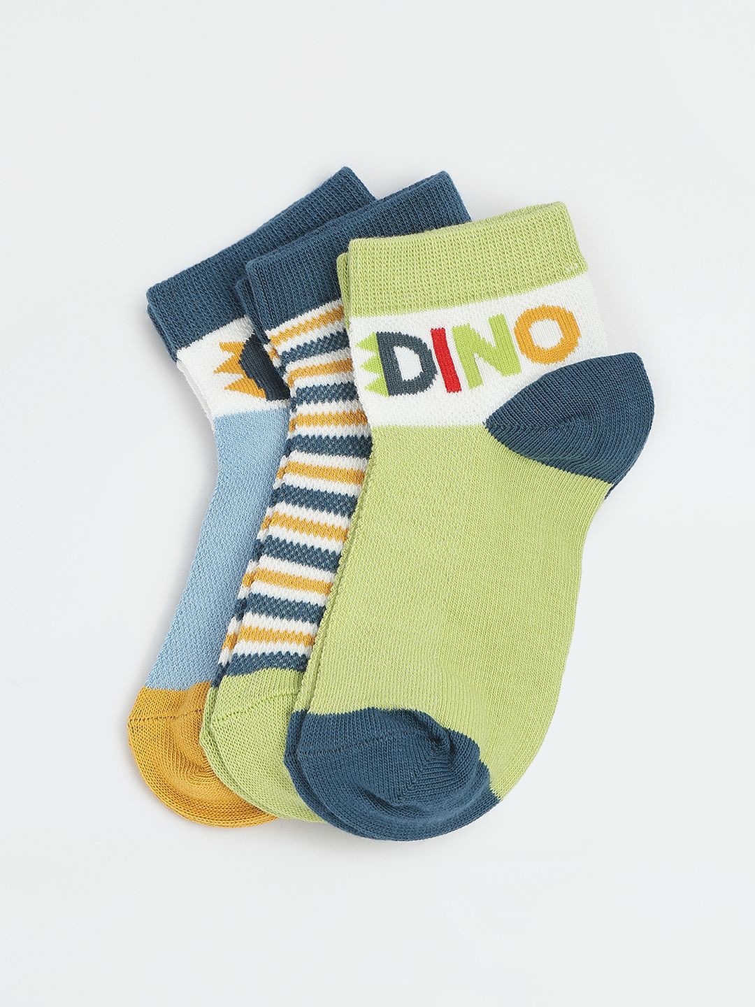 

max Boys Pack Of 3 Patterned Ankle-Length Socks, Green