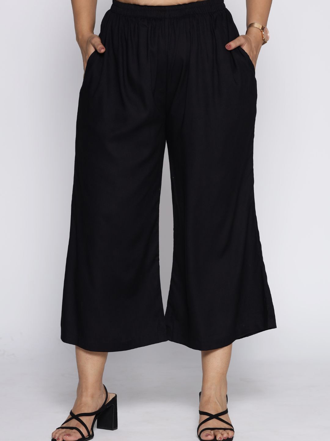 

LetsDressUp Women Straight Fit Palazzos, Black